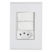 Conjunto 4x2 com 2 Interruptores Paralelos 10A 250V e 1 Tomada 2P+T 10A 250V Liz Branco Tramontina