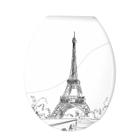 Assento Sanitário Almofadado Bellart Decorado Paris Branco 00992 Durin