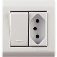 Caixa de Sobrepor com 1 Interruptor Simples 10 A 250 V e 1 Tomada 2P+T 10 A 250 V LizFlex Branca Tramontina
