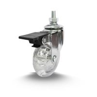 Rodízio Giratório 210 Espiga com Freio Roda Poliuretano Transparente 40kg Colson