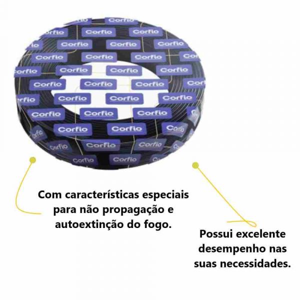 100 Metros Cabo Flexível 4mm 750V Preto Corfio
