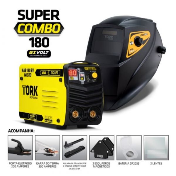 Inversora Kab 180 + Máscara de Solda automática - 220V Tork