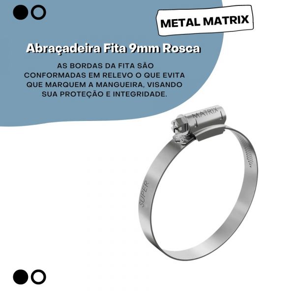 Abraçadeira Fita 9mm Rosca Sem Fim 38-51 Metal Matrix