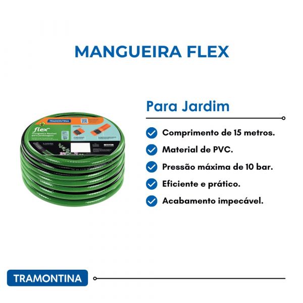 15 Metros Mangueira Flex para Jardim 1/2 Pol. Tramontina