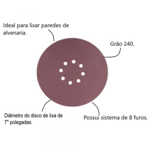 Disco Lixa G.240 Para Lixadeira Lpv600 Com 10 unidades Vonder