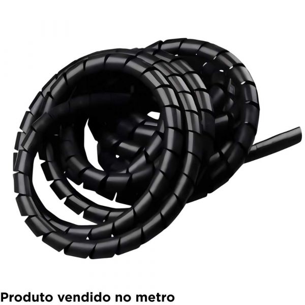 1 Metro de Tubo Espiral Organizador de Cabos 3/4 Preto Tramontina