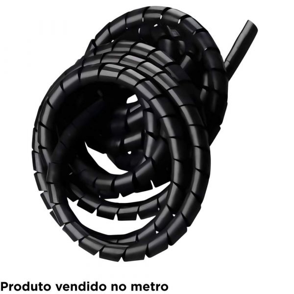 1 Metro de Tubo Espiral Organizador de Cabos 3/4 Preto Tramontina