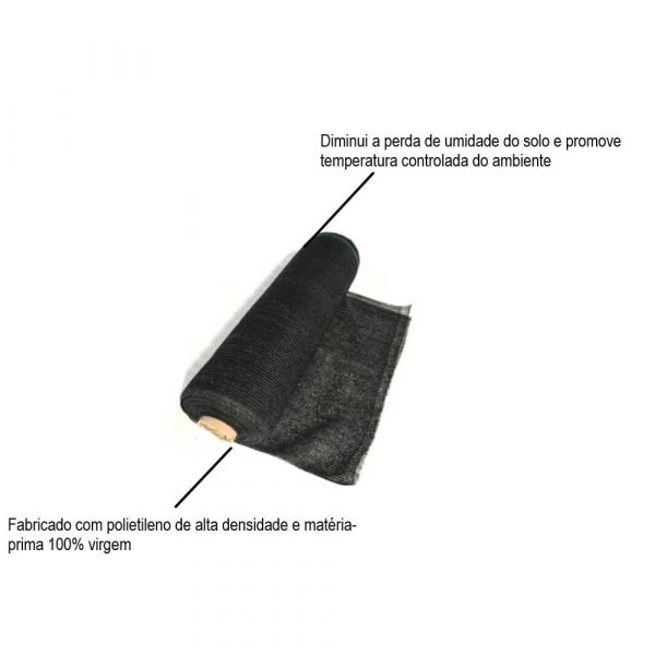 1 Metro Tela de Sombreamento Sombrite 3,0 Preta 80% Ginegar