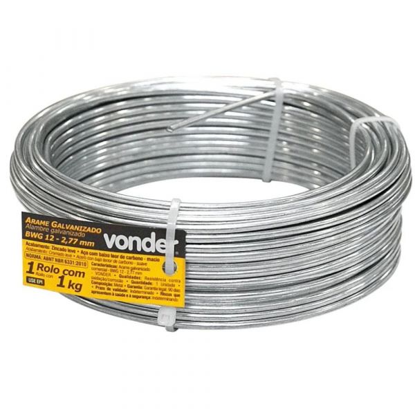1Kg Arame galvanizado Comercial BWG 12 2,7mm Vonder