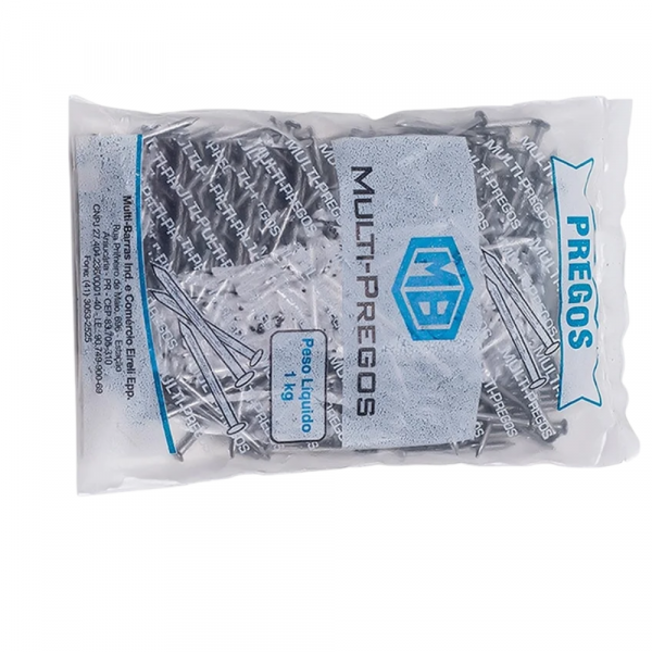 1Kg de Prego com Cabeça Tamanho 17x24mm Multi Barras