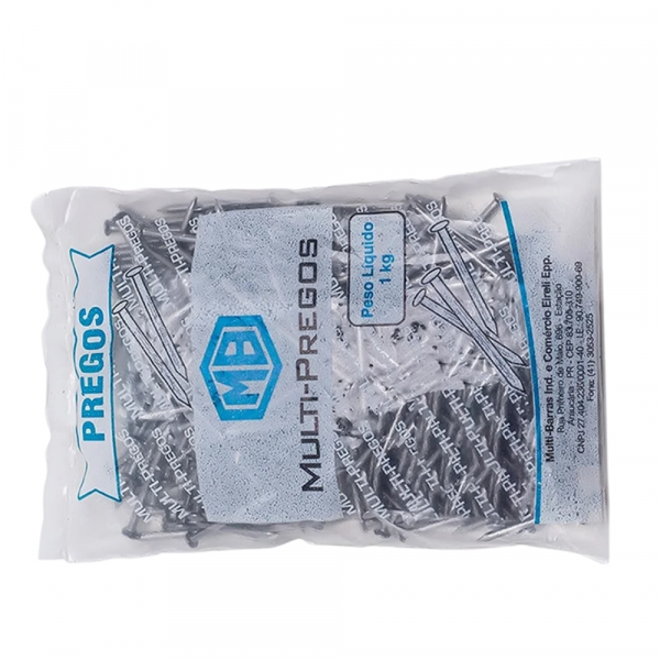 1Kg de Prego com Cabeça Tamanho 17x24mm Multi Barras