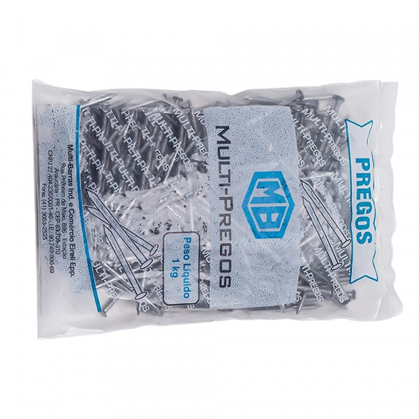 1Kg de Prego com Cabeça Tamanho 19x42mm Multi Barras