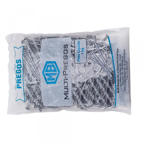 1Kg de Prego com Cabeça Tamanho 19x42mm Multi Barras