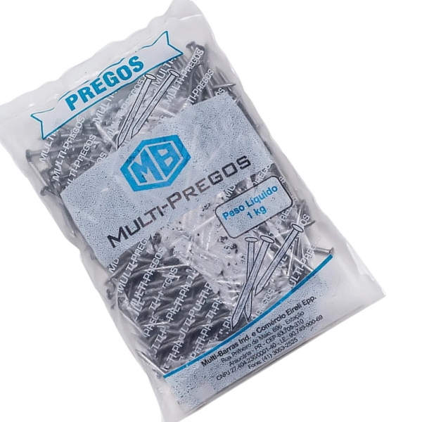 1Kg de Prego com Cabeça Tamanho 20x42mm Multi Barras