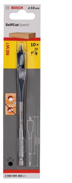 Broca Self Cut Speed para Madeira 10,0mm (encaixe hexagonal 1/4) Bosch 2608595483