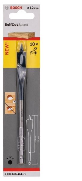 Broca Bosch Self Cut Speed para Madeira 12,0mm (encaixe hexagonal 1/4). Bosch 2608595484