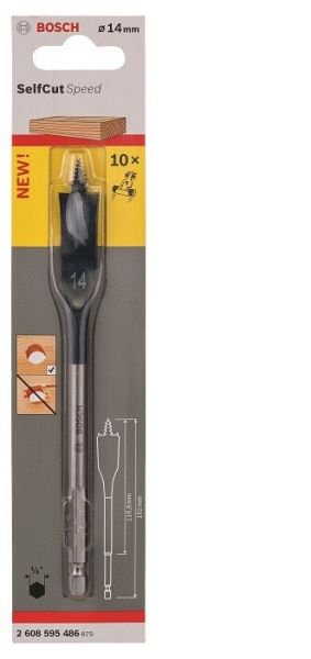 Broca Self Cut Speed para Madeira 14,0mm (encaixe hexagonal 1/4). Bosch 2608595486