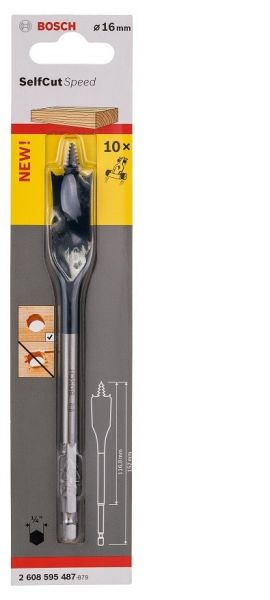 Broca Self Cut Speed para Madeira 16,0mm (encaixe hexagonal 1/4) Bosch 2608595487