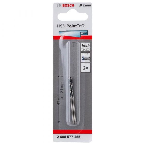 Broca para Metal Bosch Aço Rápido HSS-PointTeQ 2,0mm 2 peças
