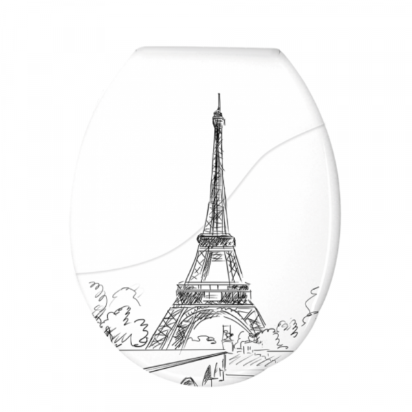 Assento Sanitário Almofadado Bellart Decorado Paris Branco 00992 Durin