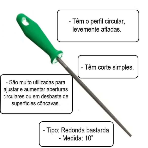 Lima Redonda Bastarda Com Cabo 10” K&F