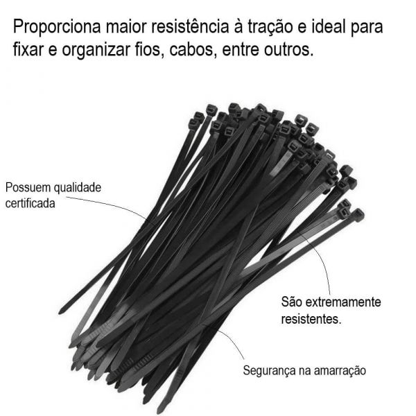 1 Unidade Abraçadeira De Nylon Preta 12.7 X 540 Foxlux