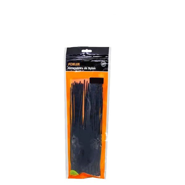 50 Unidades Abraçadeira De Nylon Preta 7.0 X 370 Foxlux