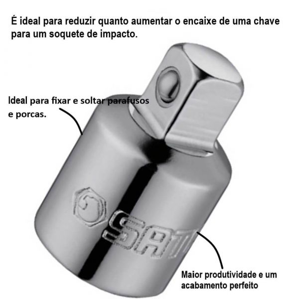 Adaptador Para Soquete Fêmea 3/8” Macho 1/2” Sata