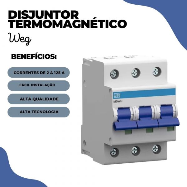 Disjuntor Trifásico Termomagnético 10KA 3P MDWH-C 125A Weg