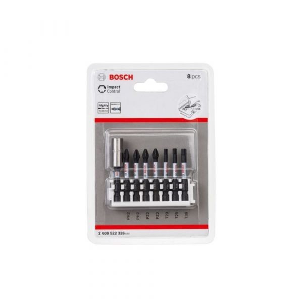 Jogo de Pontas Bosch 50mm, 8 Peças Impact Control com Adaptador Universal