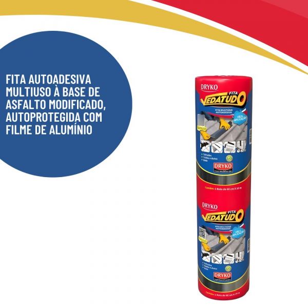 Fita Manta Asfáltica Adesiva Aluminizada 60x10m Dryko