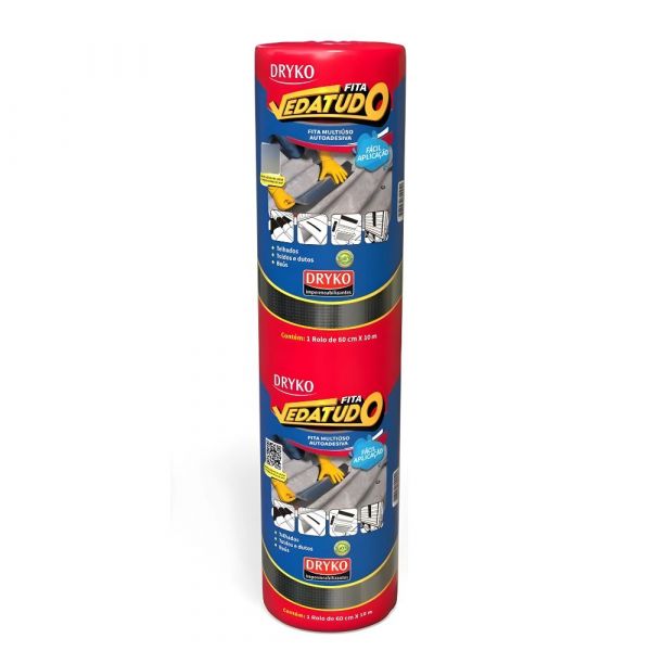 Fita Manta Asfáltica Adesiva Aluminizada 60x10m Dryko