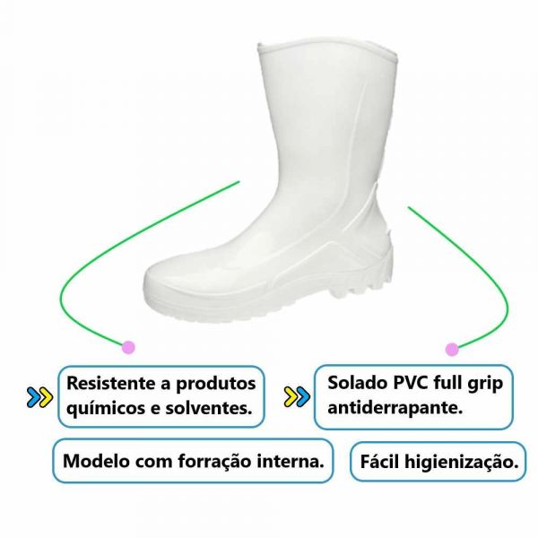 Bota De Borracha Branca Curta N° 44 Marluvas