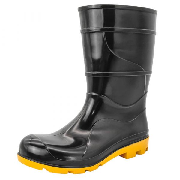 Bota de Borracha Curta Preta com Solado Amarelo N° 40 Cartom