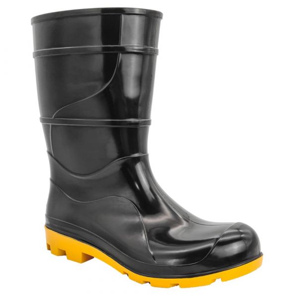 Bota de Borracha Curta Preta com Solado Amarelo N° 42 Cartom