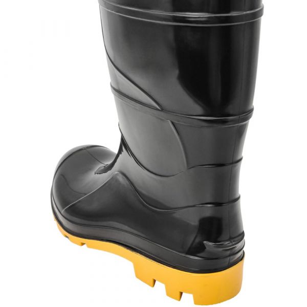 Bota de Borracha Curta Preta com Solado Amarelo N° 42 Cartom