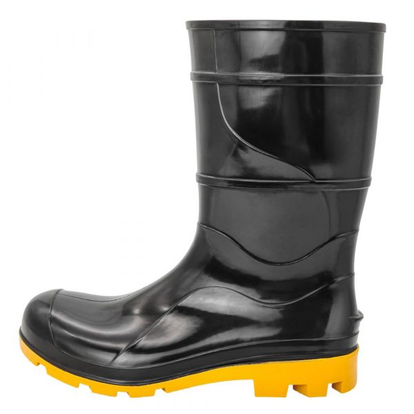 Bota de Borracha Curta Preta com Solado Amarelo N° 42 Cartom