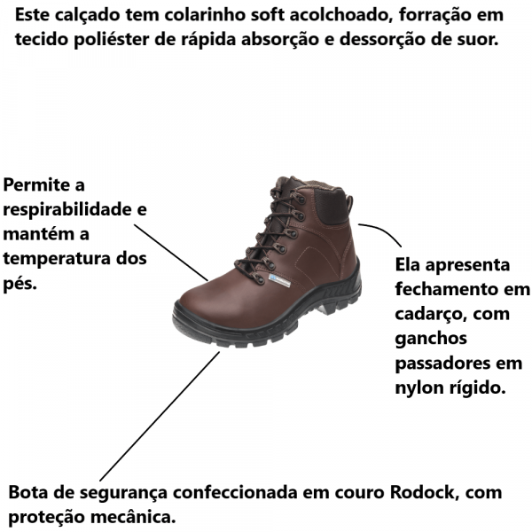 Bota de Segurança Nobuck Café Rodock Bico PVC com Cadarço Marluvas N° 38