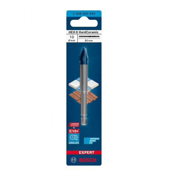 Broca Para Porcelanato Expert Hex-9 Hard Ceramic 10x90mm Bosch
