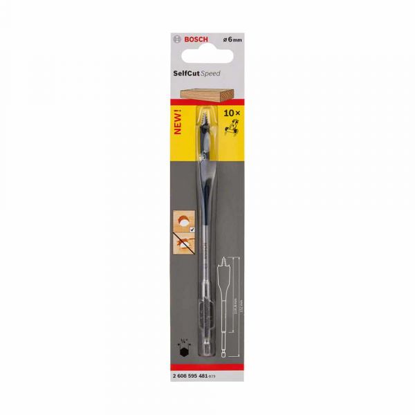Broca chata Bosch Self Cut Speed Madeira 6mm (encaixe 1/4