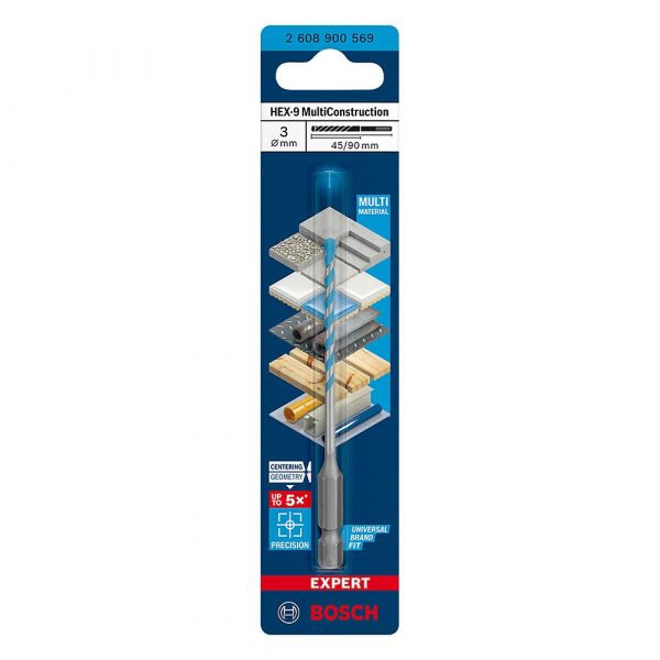 Broca Expert HEX-9 Multiconstruction Ø3x45x90mm Bosch