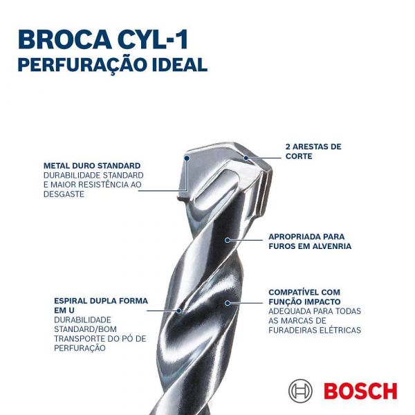 Broca para concreto Bosch CYL-1 Ø10 x 80 x 120 mm