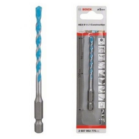 Broca HEX-9 MultiConstruction Multimaterial Encaixe Hexagonal 5mm Bosch