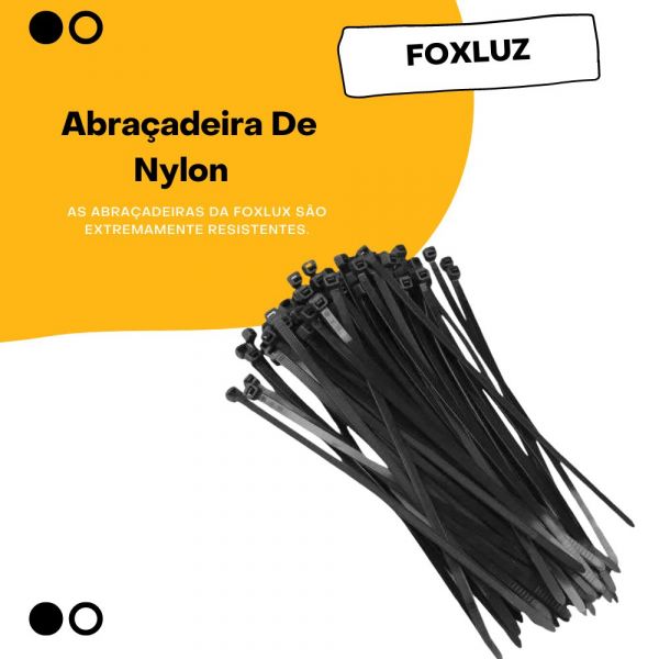 100 Unidades Abraçadeira De Nylon Preta 2.5 X 200 Foxlux