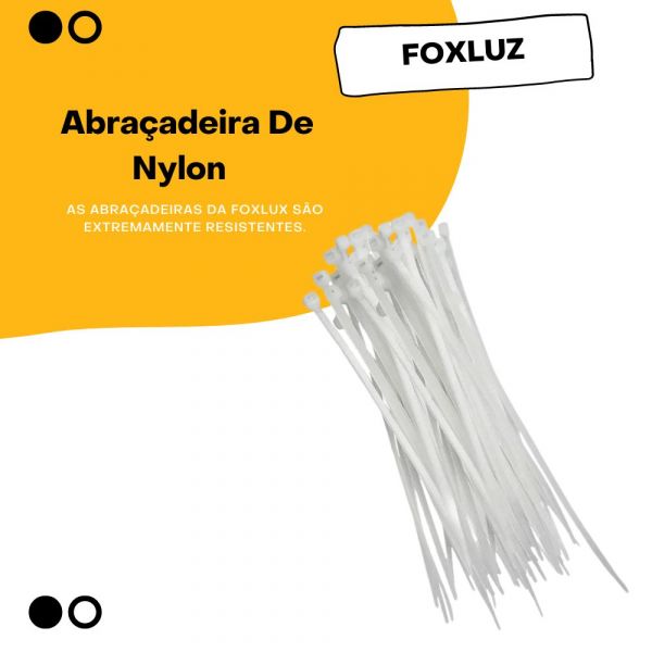 100 unidades Abraçadeira De Nylon Branco 4.8 X 380 Foxlux