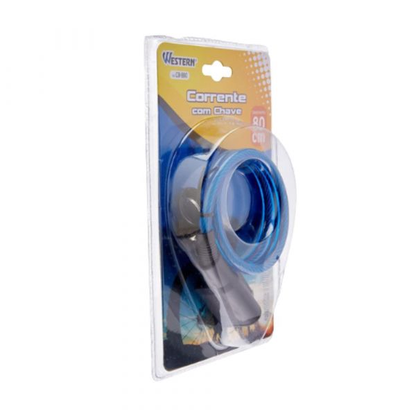 Cadeado Fléxivel Segredo para Bicicleta 80cm Azul CB-88 Western