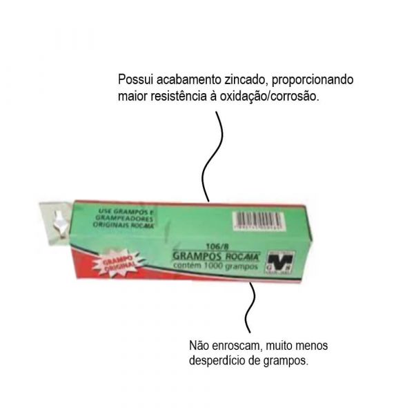 Caixa De Grampos 106/8 Com 1000 Unidades Rocama