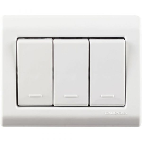 Caixa de Sobrepor com 3 Interruptores Simples 10 A 250 V LizFlex Branca Tramontina