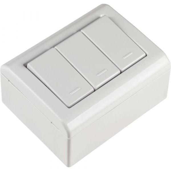 Caixa de Sobrepor com 3 Interruptores Simples 10 A 250 V LizFlex Branca Tramontina