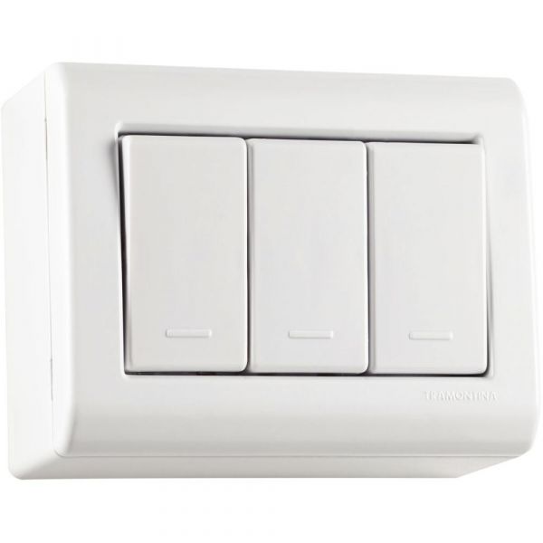Caixa de Sobrepor com 3 Interruptores Simples 10 A 250 V LizFlex Branca Tramontina